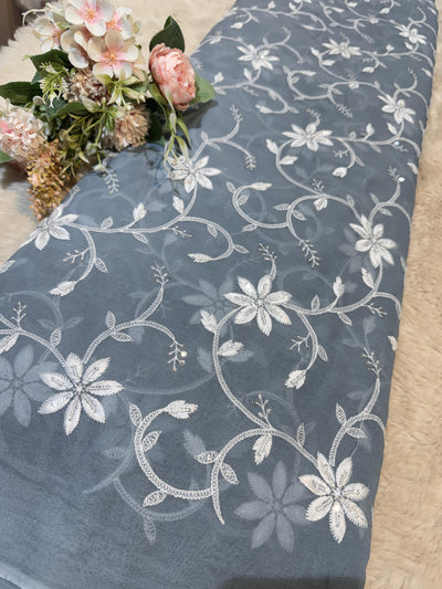 Madhavi Pure Georgette Threadwork  Embroidery 44 Inch width