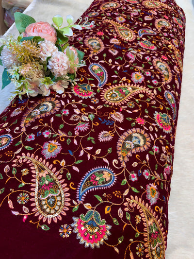 Pure Velvet Paisley Embroidery 44 inch width