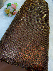 (Precut of 0.30 Meter) Amaira Brown Handwork Georgette Embroidery 44 Inch Width