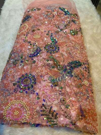 Luxury Haseena Pearl and Cutdana Handwork Net Embroidery 54 inch width