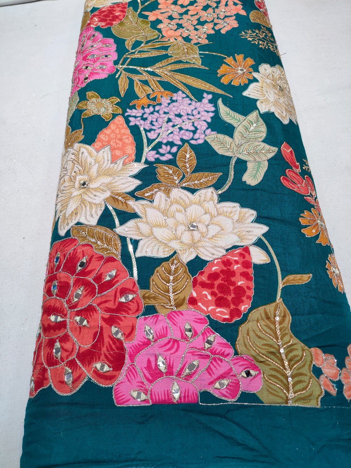 Boho Big Width Silk Floral Embroidery Handwork 48 inch width