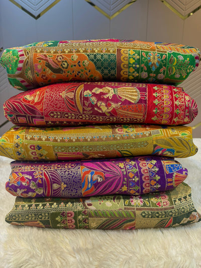 Raja Rani pure Dola silk Jacquard 44 Inch Width