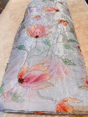 (Precut of 1.15 Meter) Kinza Jimmy choo Floral Tissue Handwork Embroidery 54 inch Width