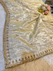 Mehz Zari Tissue Handwork Dyeable Dupatta (2.40 meter length)