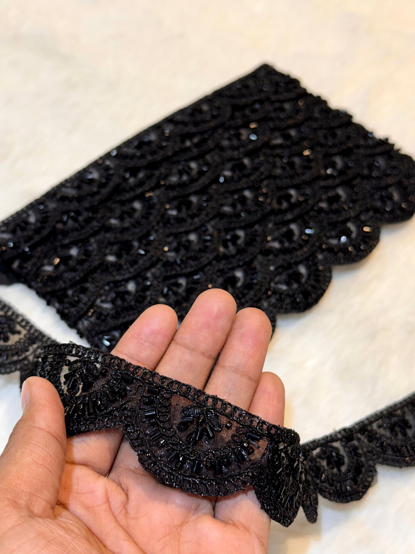 (Wholesale pack of 9 meter ) Lace Border With Cutdana and Sequins Work