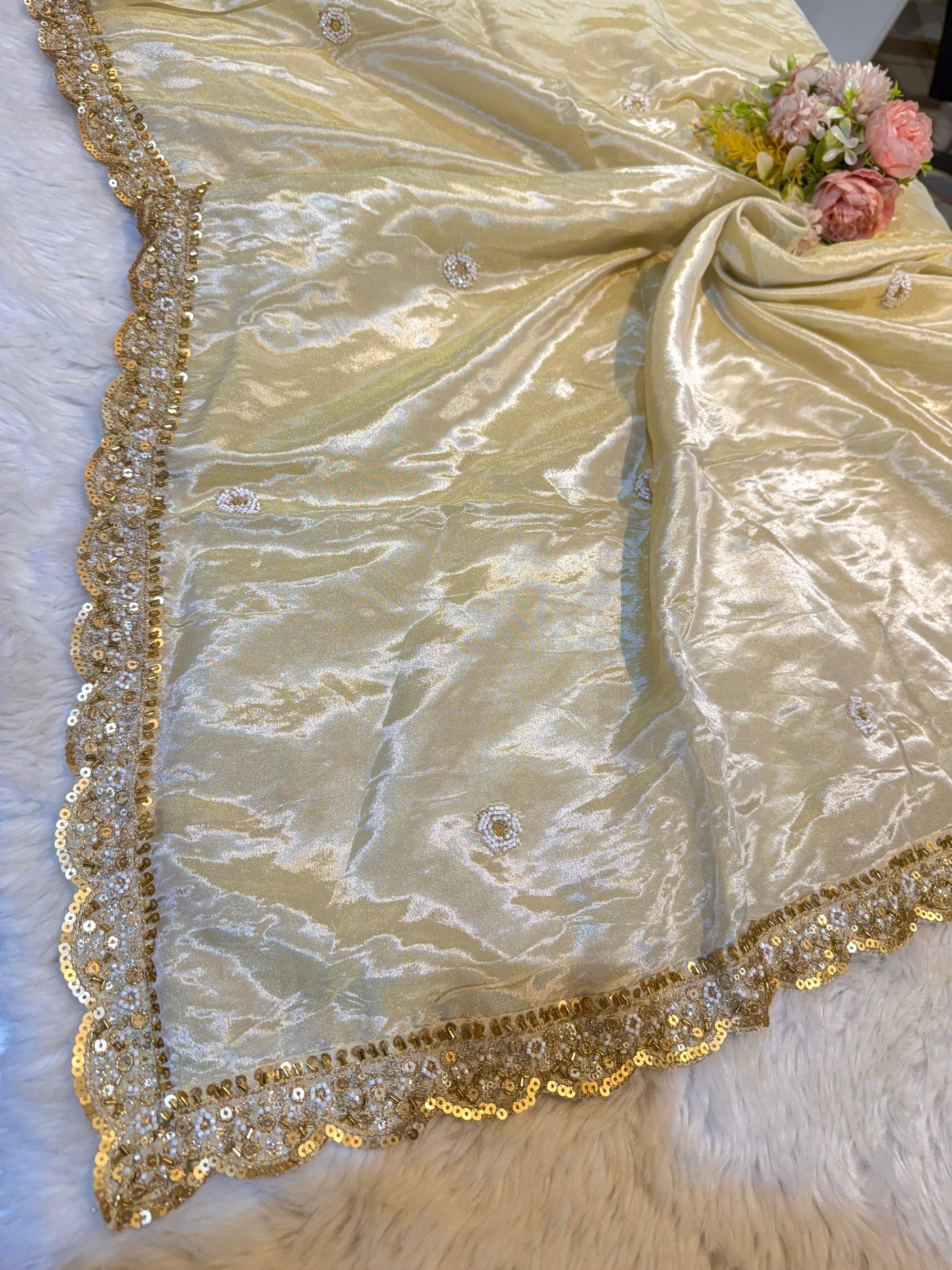 Mehz Zari Tissue Handwork Dyeable Dupatta (2.40 meter length)