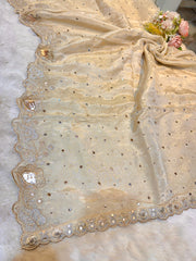 Mehz Zari Tissue Handwork Dyeable Dupatta (2.40 meter length)