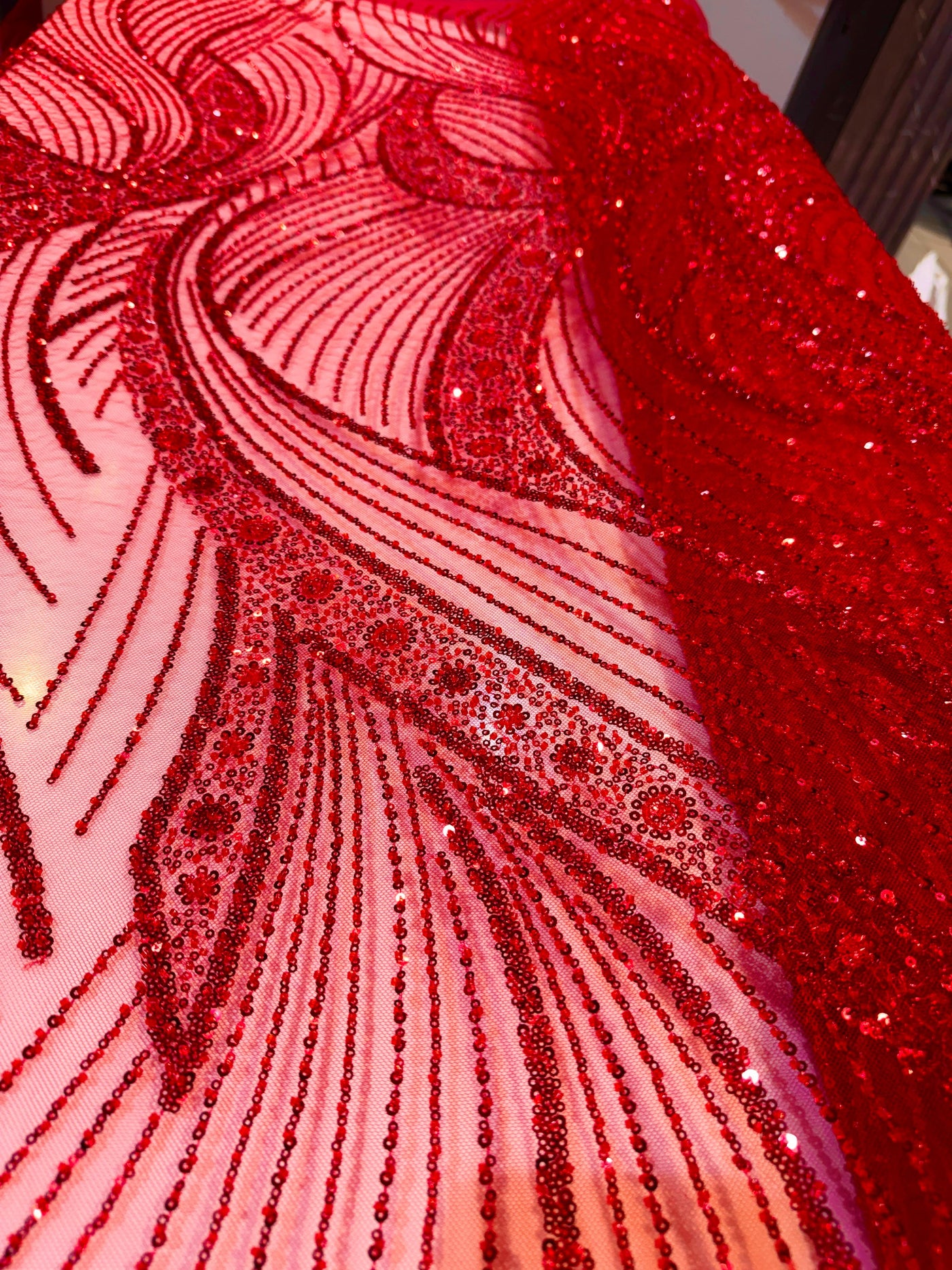 Red Net Imported Handwork Net Embroidery Fabric 54 inch width
