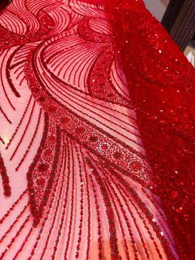 Red Net Imported Handwork Net Embroidery Fabric 54 inch width