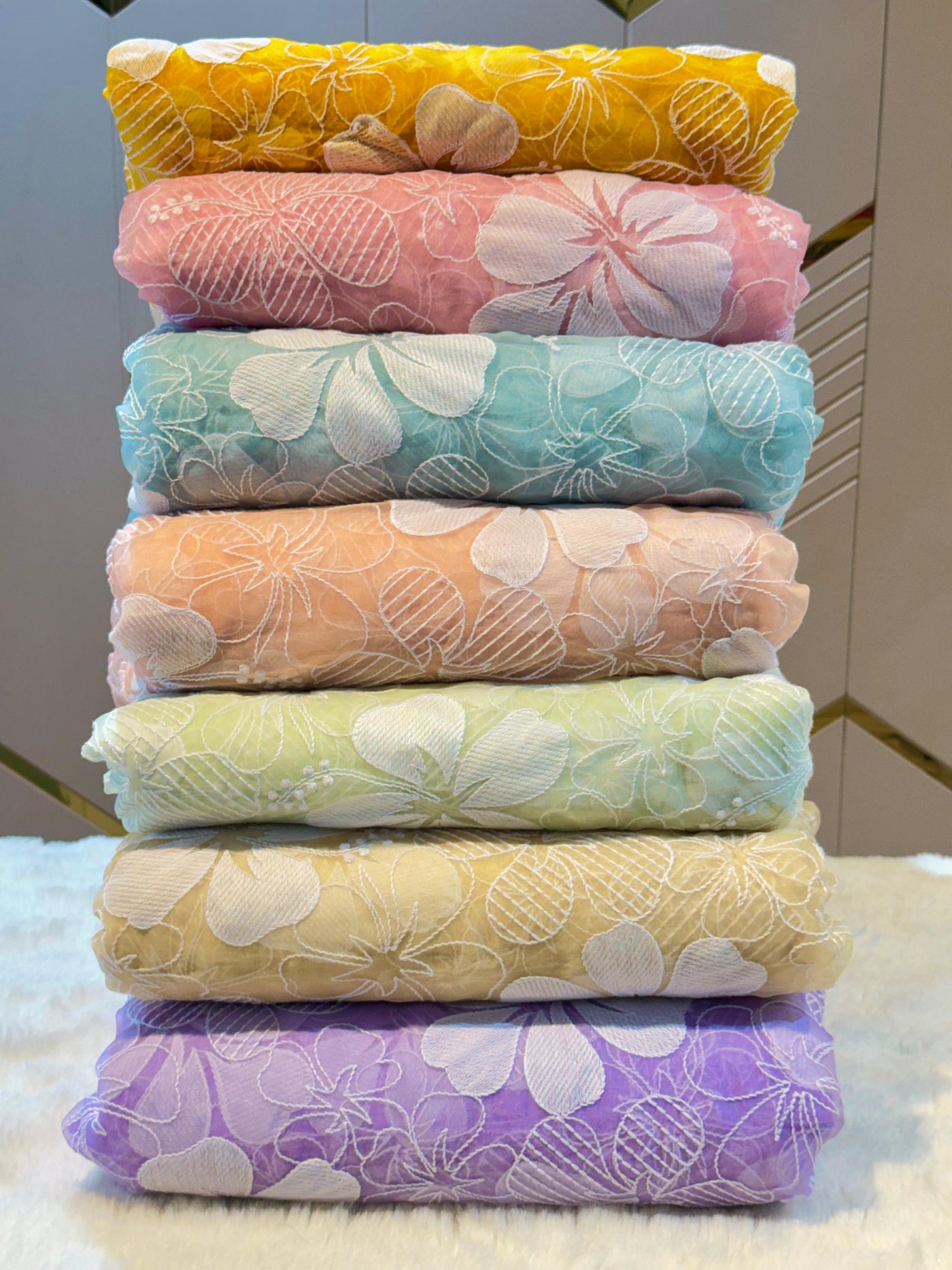 Aina Floral Organza Chikankari Embroidery 44 Inch Width