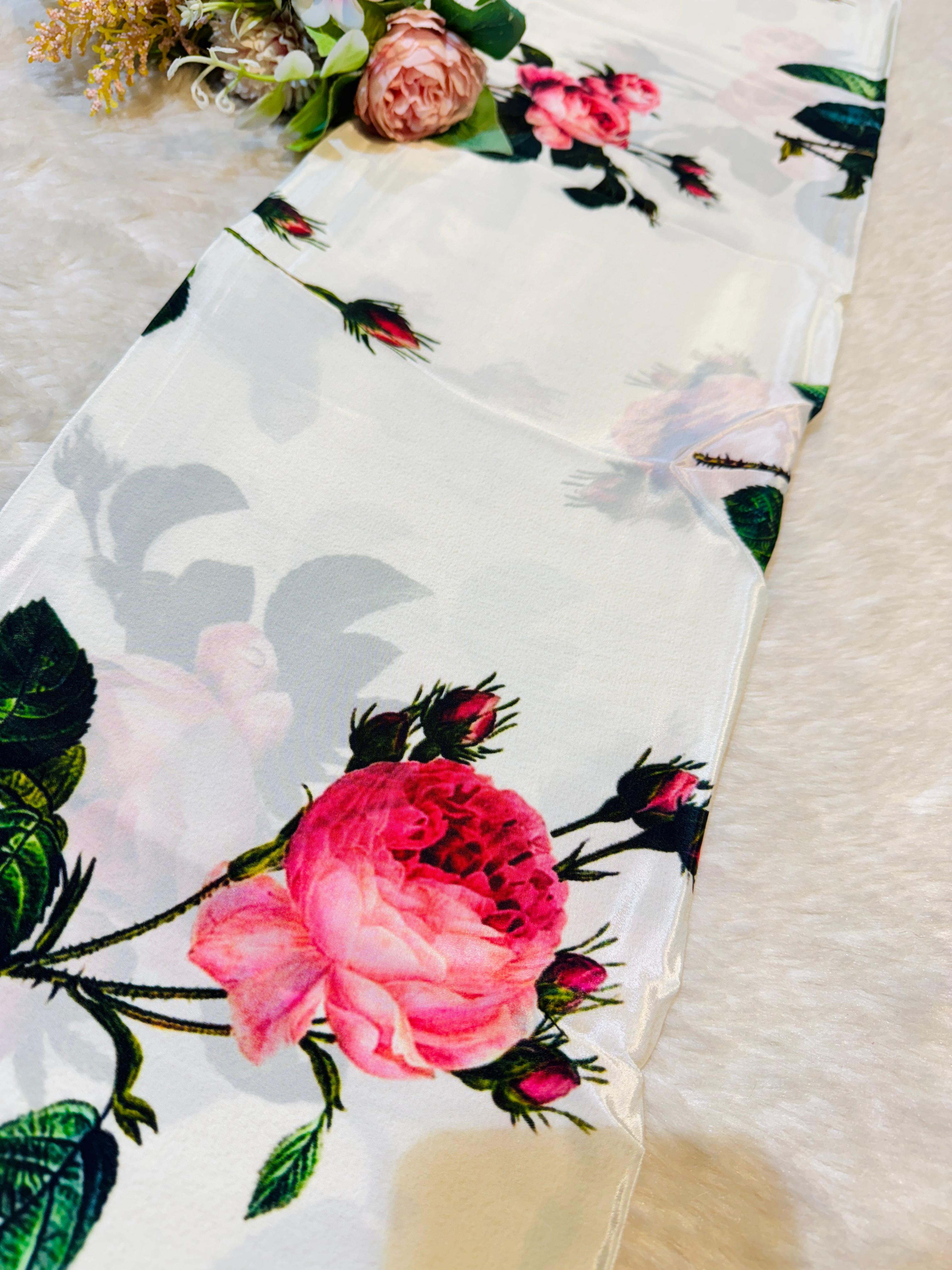 (Precut of 2.50 Meter) Pure Viscose Crape Floral Print 44 Inch width ...