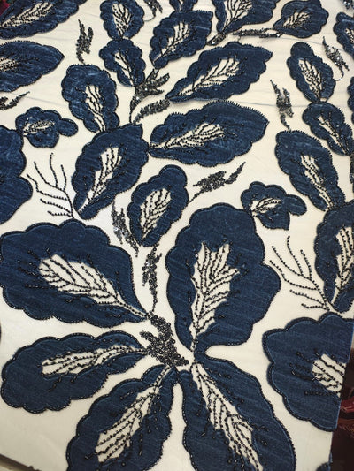 Imported Net Handwork with Velvet Applique Work 54 inch width