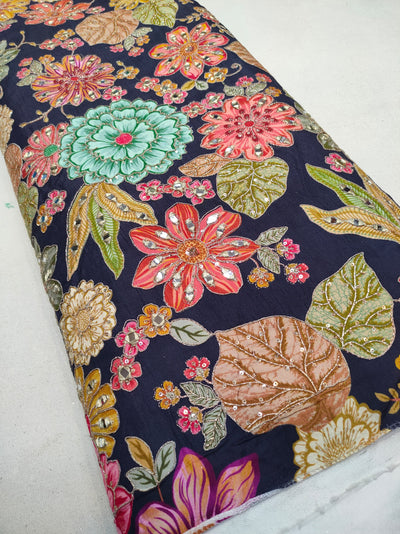 Boho Big Width Silk Floral Embroidery Handwork 48 inch width