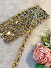 (Wholesale pack of 9 meter ) Lace Border With Mirror work