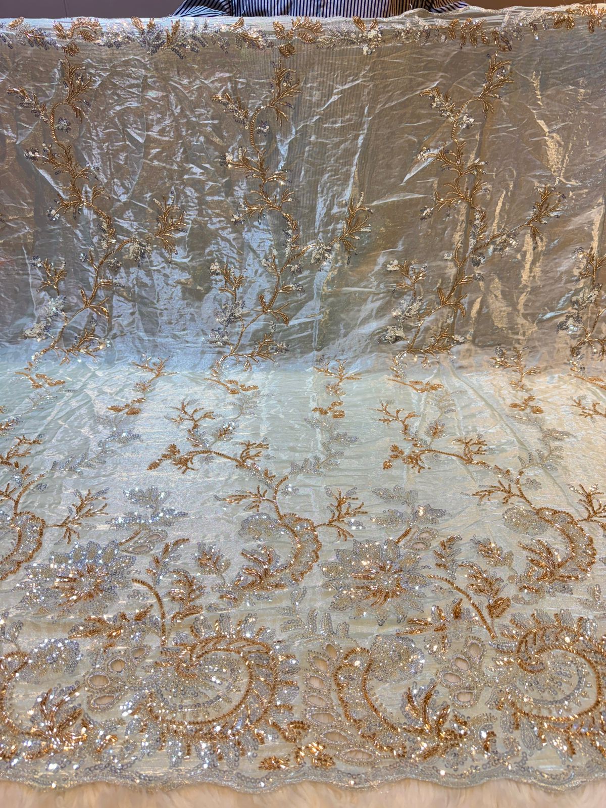 Ibiza Jimmy choo Mint Green Tissue Handwork Embroidery 54 inch Width