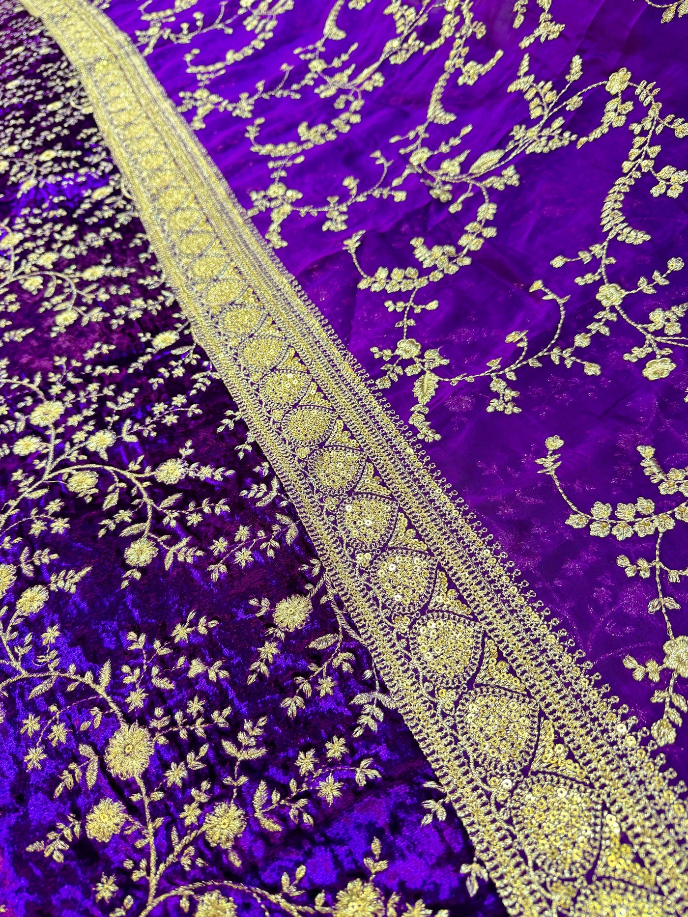 Purple Sabhya Pure Velvet Suit Set (2.50 meter Shirt and one dupatta)