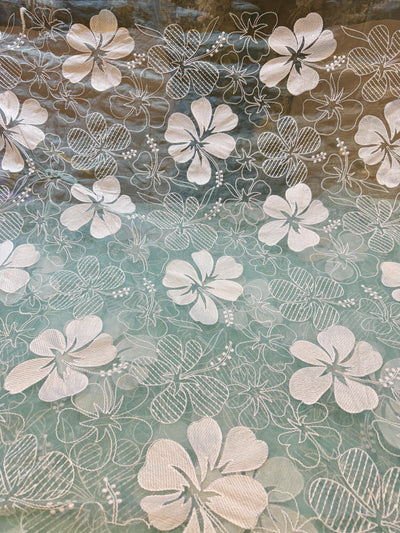 Aina Floral Organza Chikankari Embroidery 44 Inch Width