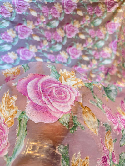 Rose Imported Organza Jacquard  54 Inch  width