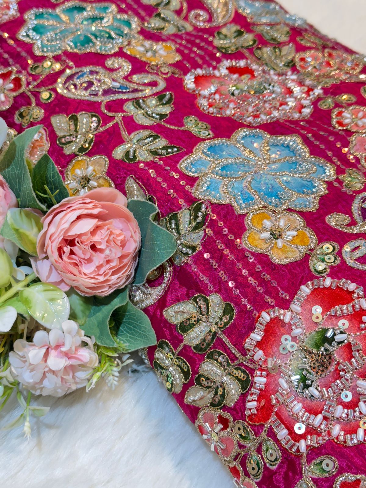 Azda Pure Crape Handwork Embroidery 44 Inch Width