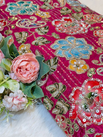 Azda Pure Crape Handwork Embroidery 44 Inch Width