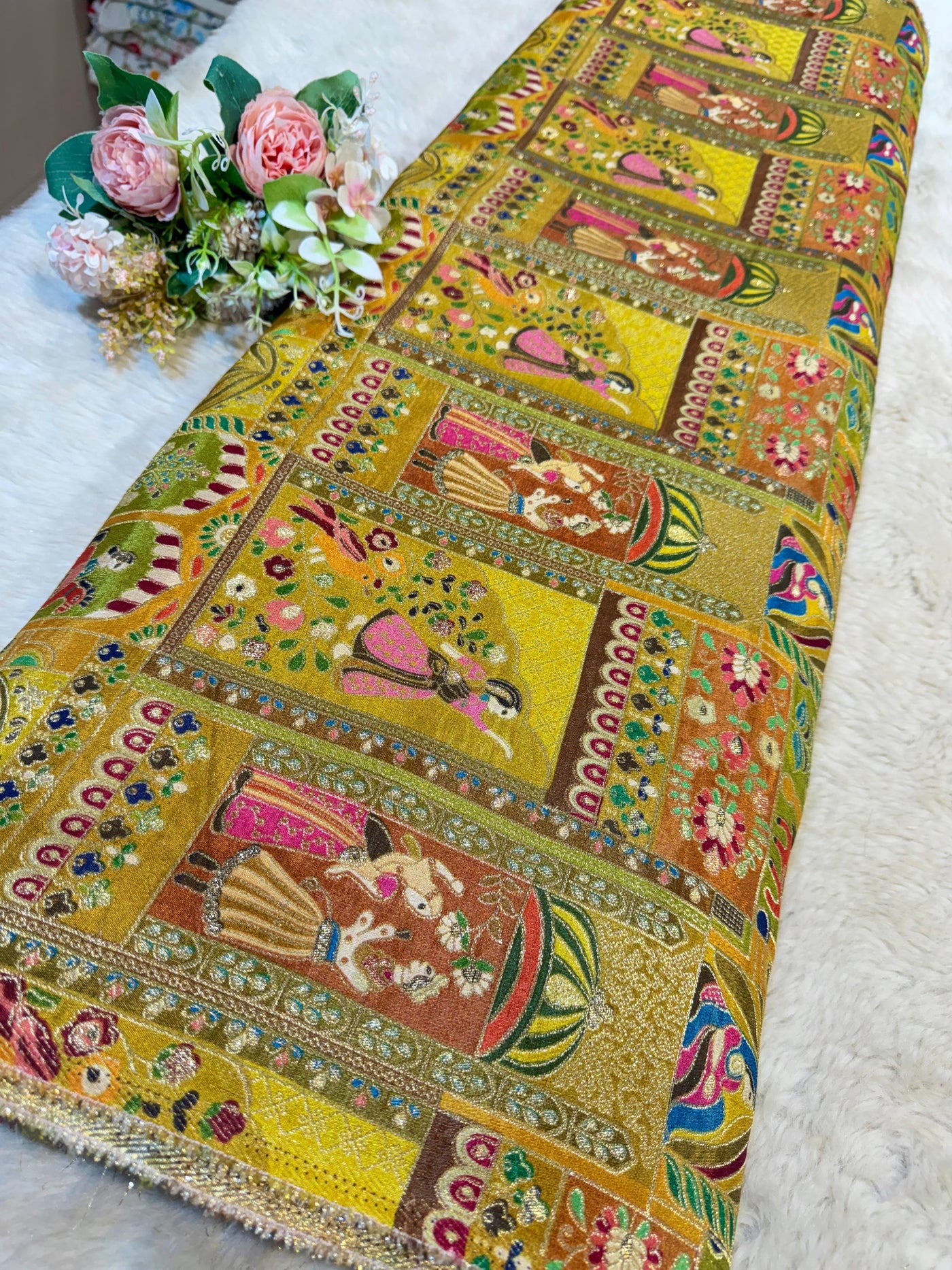 Raja Rani pure Dola silk Jacquard 44 Inch Width