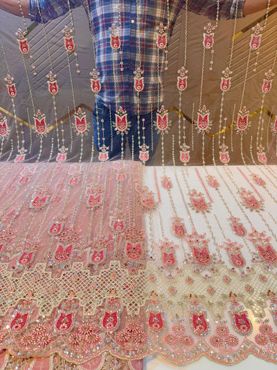 Imported Handwork Net Embroidery with Velvet Applique Work 54 inch width