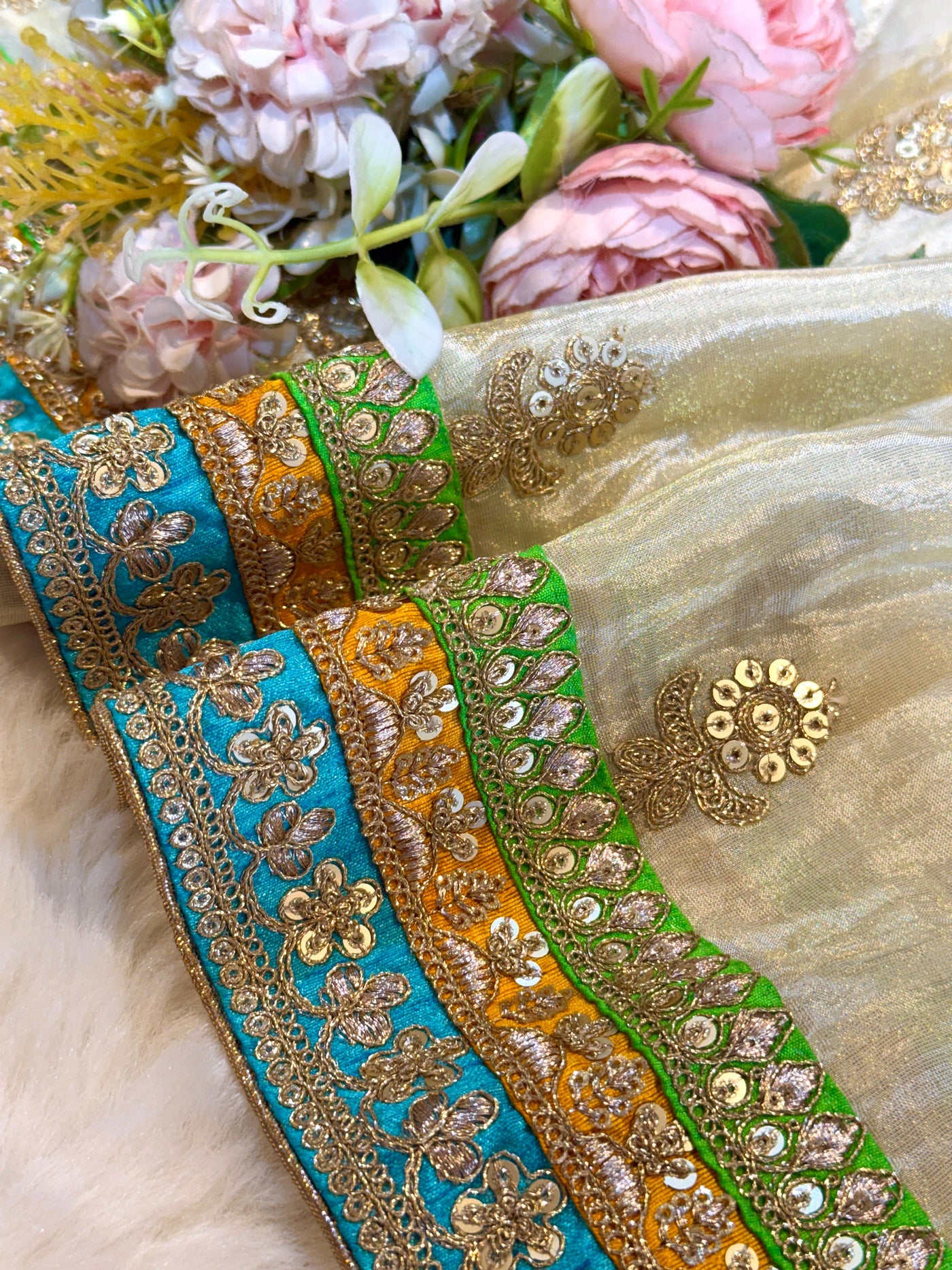 Pure Zari Tissue Dupatta With Multi Border Work 2.40 meter length