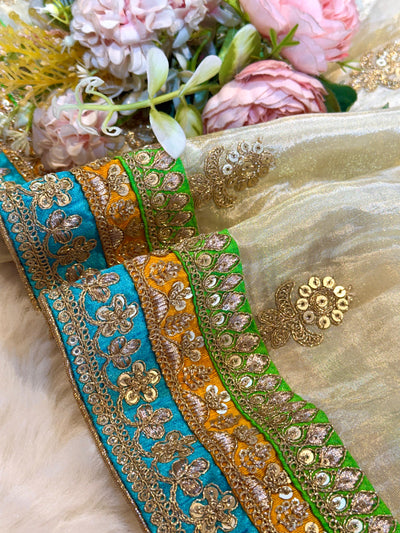 Pure Zari Tissue Dupatta With Multi Border Work 2.40 meter length