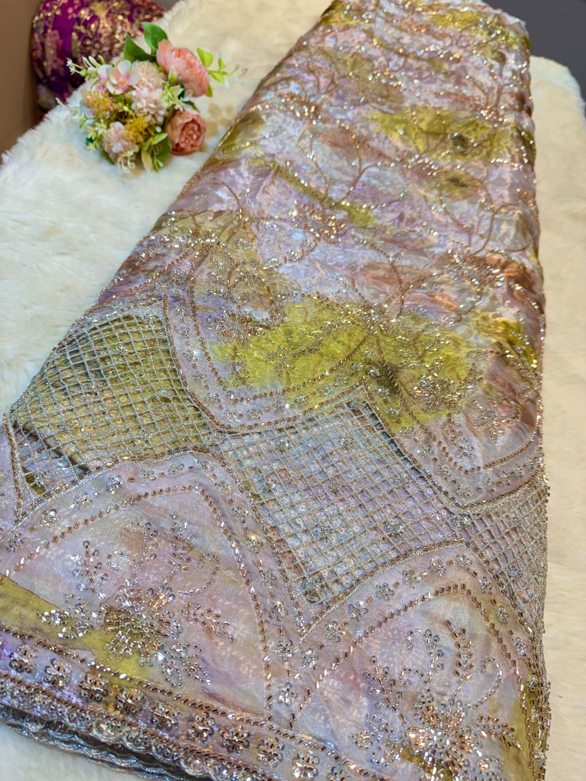 Unjum Jimmy Choo Handwork Embroidery With Daaman Work 54 inch width
