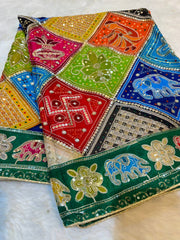 Palak Pure Chinon Bandhej Ethnic Dupatta  2.50 meter length 36 Inch width