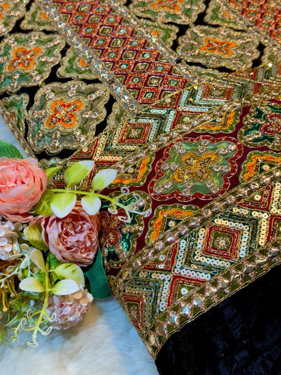 Guzarish Crape Floral Embroidery  48 inch width
