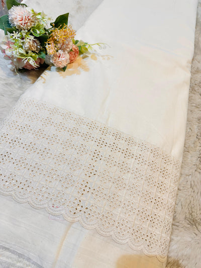 Pure Cotten Chikankari Cutwork For palazzo and Salwars 48 Inch width