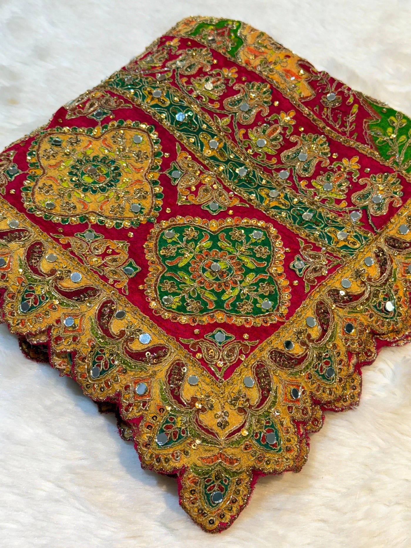 Pure Chinon Leher Handwork  Dupatta With real mirror work 2.50 meter length