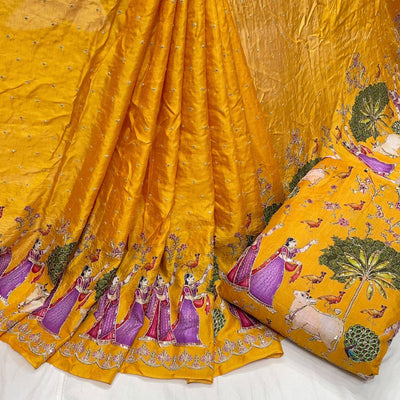 Sundari Pure Viscose Silk Print with Embroidery Combinations