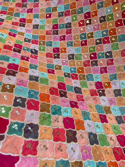 Pure Chinon Sabhya Embroidery with Zari and Sequins 44 Inch width