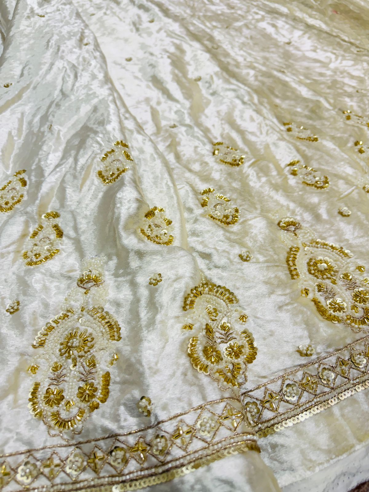 Akaay Pro Pure Velvet Handwork Embroidery Dyeable 44 inch width