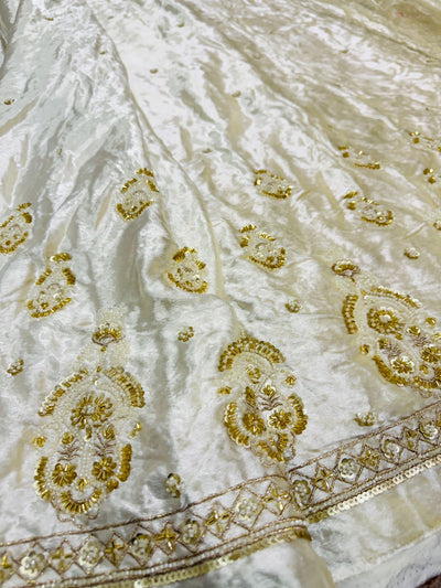 Akaay Pro Pure Velvet Handwork Embroidery Dyeable 44 inch width