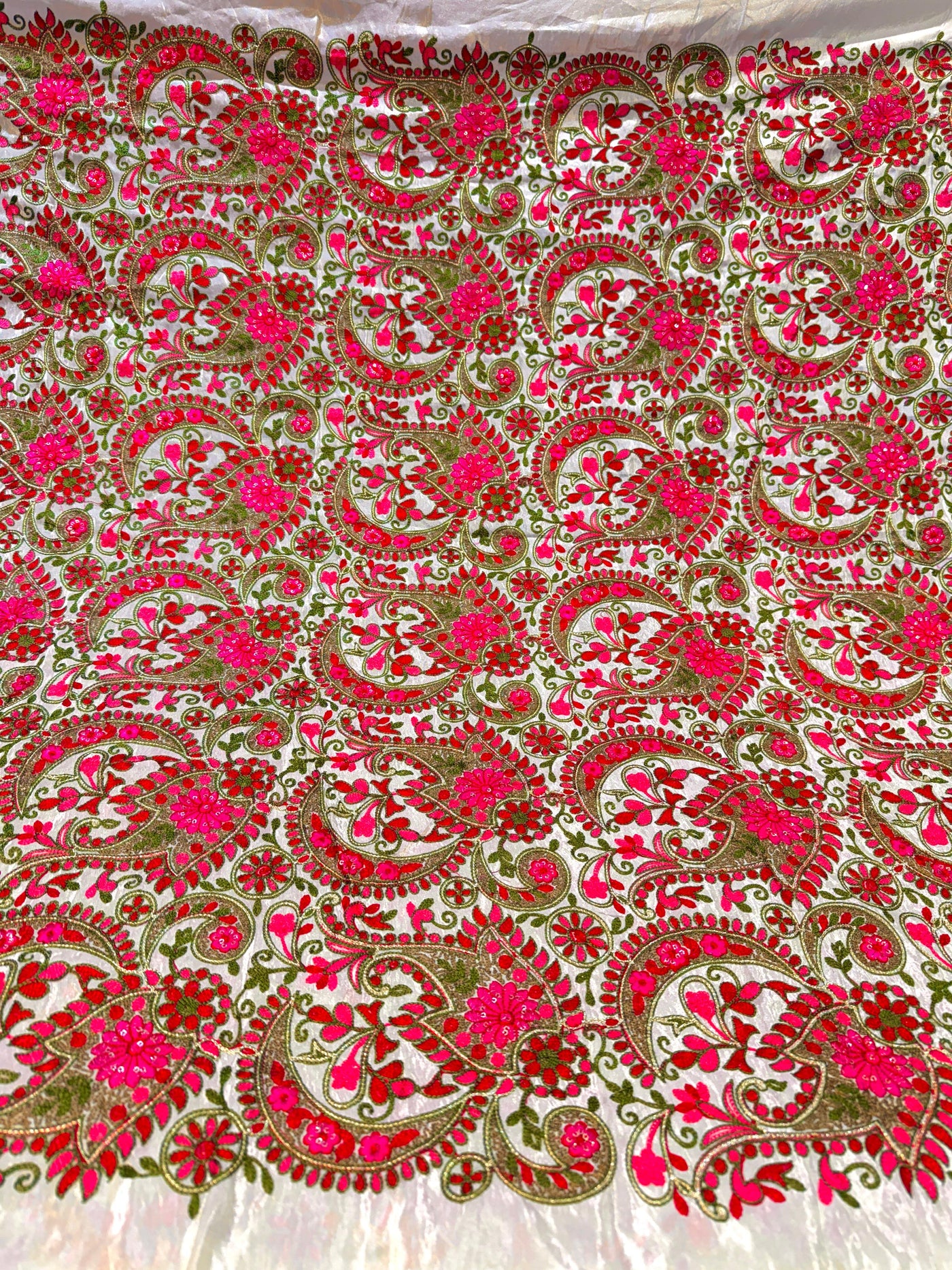 Pure Zari Tissue Kashmiri Aari   Work Embroidery  44 inch width Multi Color
