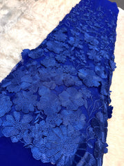 (Precut of 0.80 Meter) Electric Blue Dream Net Applique Imported Net Embroidery 56 inch Width