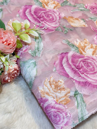 Rose Imported Organza Jacquard  54 Inch  width