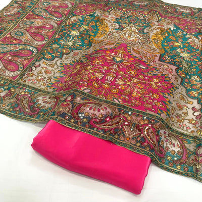 Pure Georgette Itar Dupatta With Pure Crape Suits (optional )