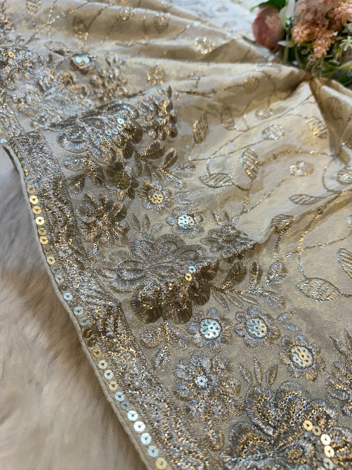 Sohana Silk Tissue Dupatta With Zari and Sequins work Dyeable