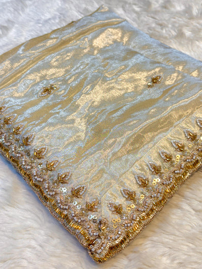 Mehz Zari Tissue Handwork Dyeable Dupatta (2.40 meter length)