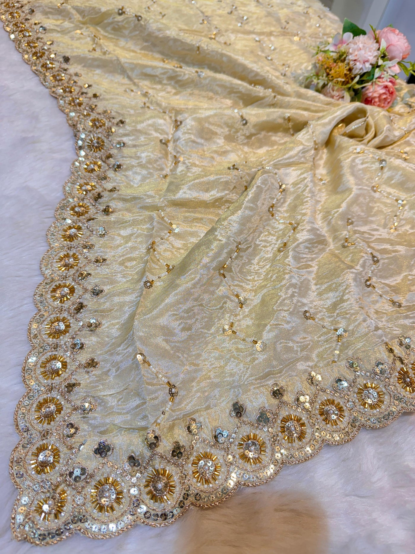 Mehz Zari Tissue Handwork Dyeable Dupatta (2.40 meter length)