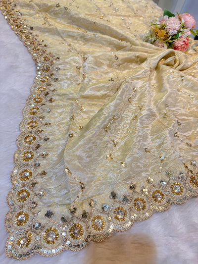 Mehz Zari Tissue Handwork Dyeable Dupatta (2.40 meter length)
