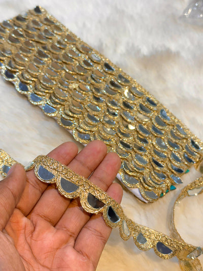 (Wholesale pack of 9 meter ) Lace Border With Mirror work