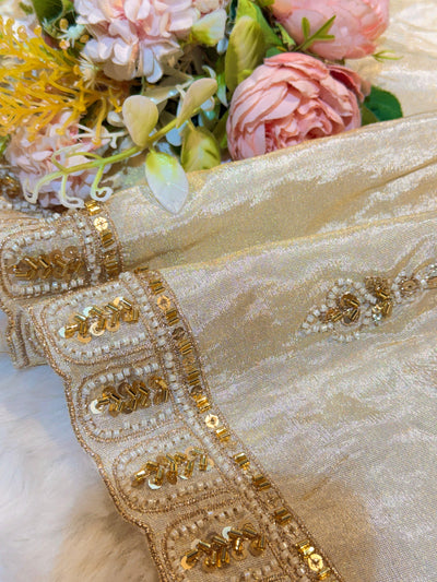 Mehz Zari Tissue Handwork Dyeable Dupatta (2.40 meter length)