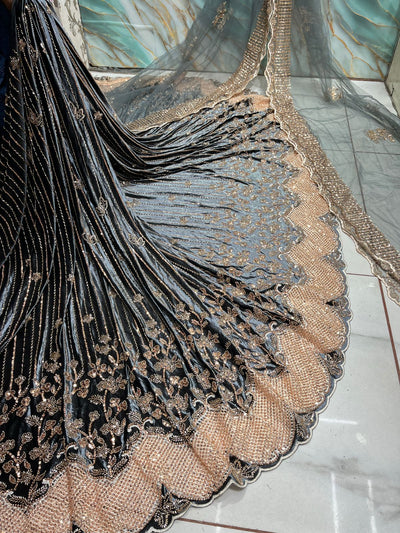 (Mix and Match ) Pure Velvet Handwork Embroidery 54 inch width / Net Dupatta With Two side Borders  37 inch width
