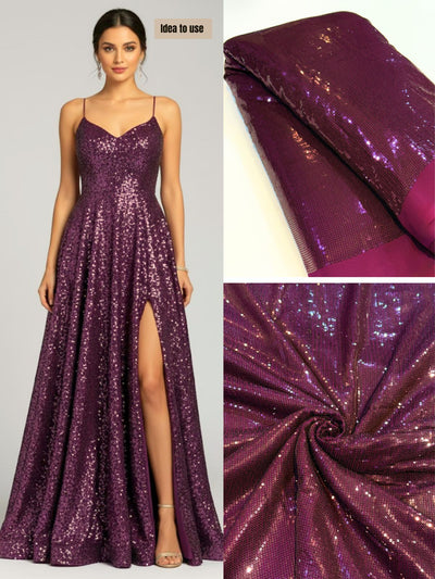 Wine Georgette Flat Sequins Sheet Embroidery 44 inch width