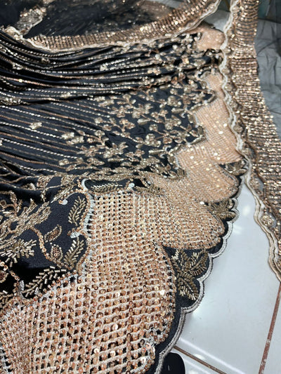 (Mix and Match ) Pure Velvet Handwork Embroidery 54 inch width / Net Dupatta With Two side Borders  37 inch width